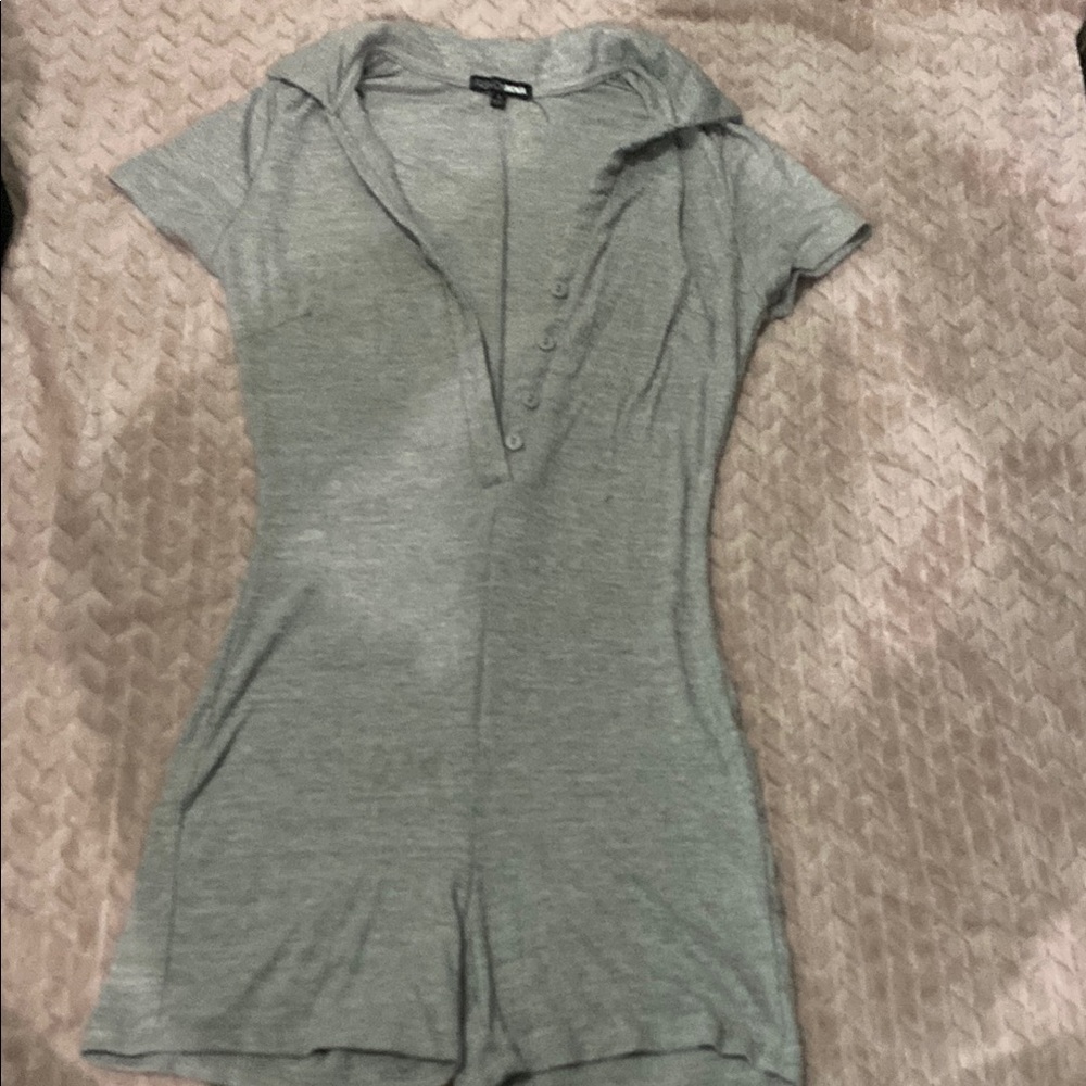 Gray Button-Up Women's Top